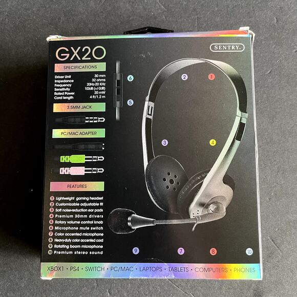 NEW Open Box Headset Sentry GX20 Gaming PC Phone Tablet Work School - Picture 2 of 4